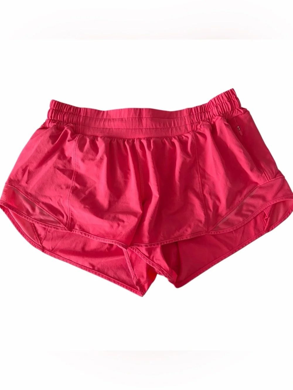 Lululemon Hotty Hot Shorts coral,lightweight liner & mesh panels sz 10.